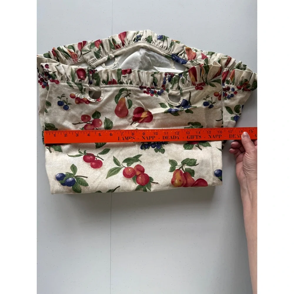 Longaberger Large Gathering Basket Fabric Liner Fruit Medley 16x10x11.5 Ruffled